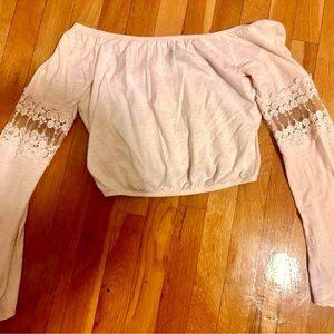 Women's Over Shoulder Bell Sleeved Crop Top